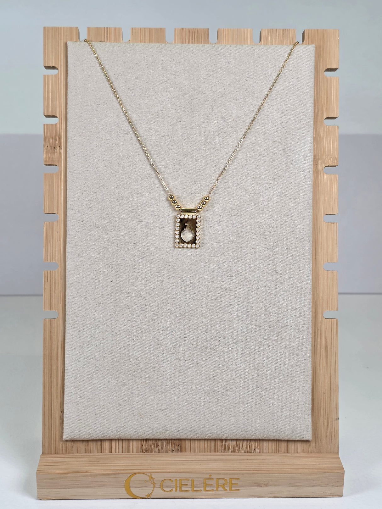 Sacred Heart Pearl-Frame Necklace