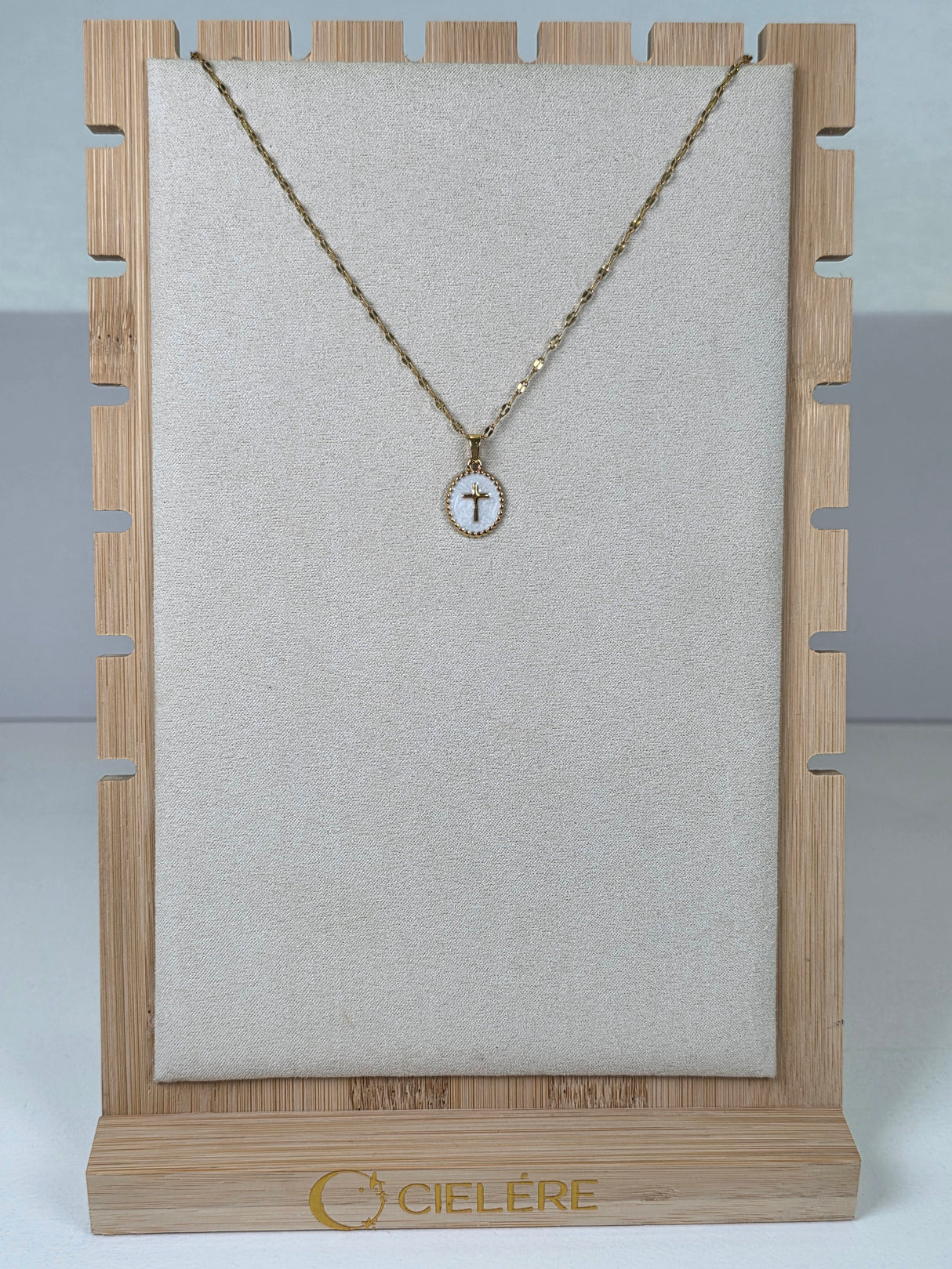 White Enamel Cross Medallion Necklace