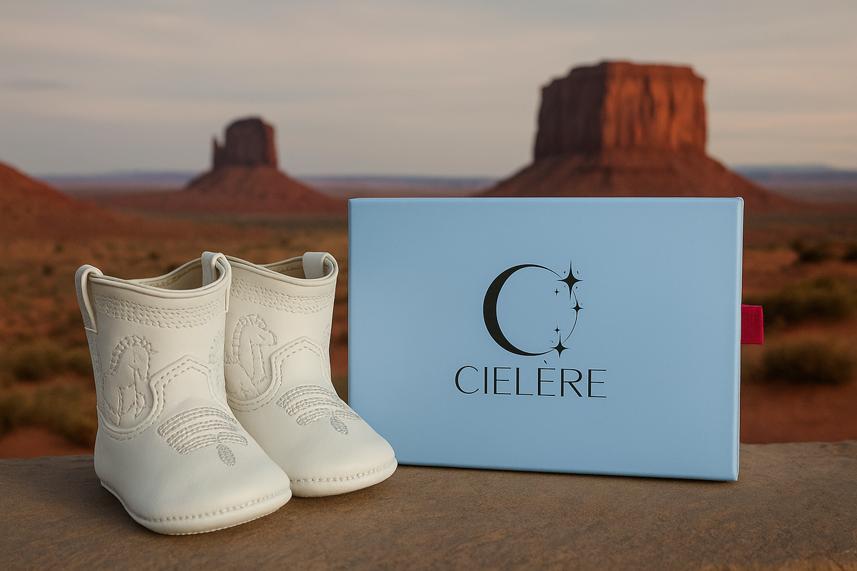 Cielére Baby Western Horse Boot – White (Velcro Closure)