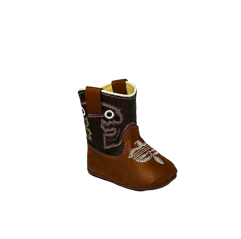Cielére Baby Western Boot – Honey & Chocolate Brown (Velcro Closure)