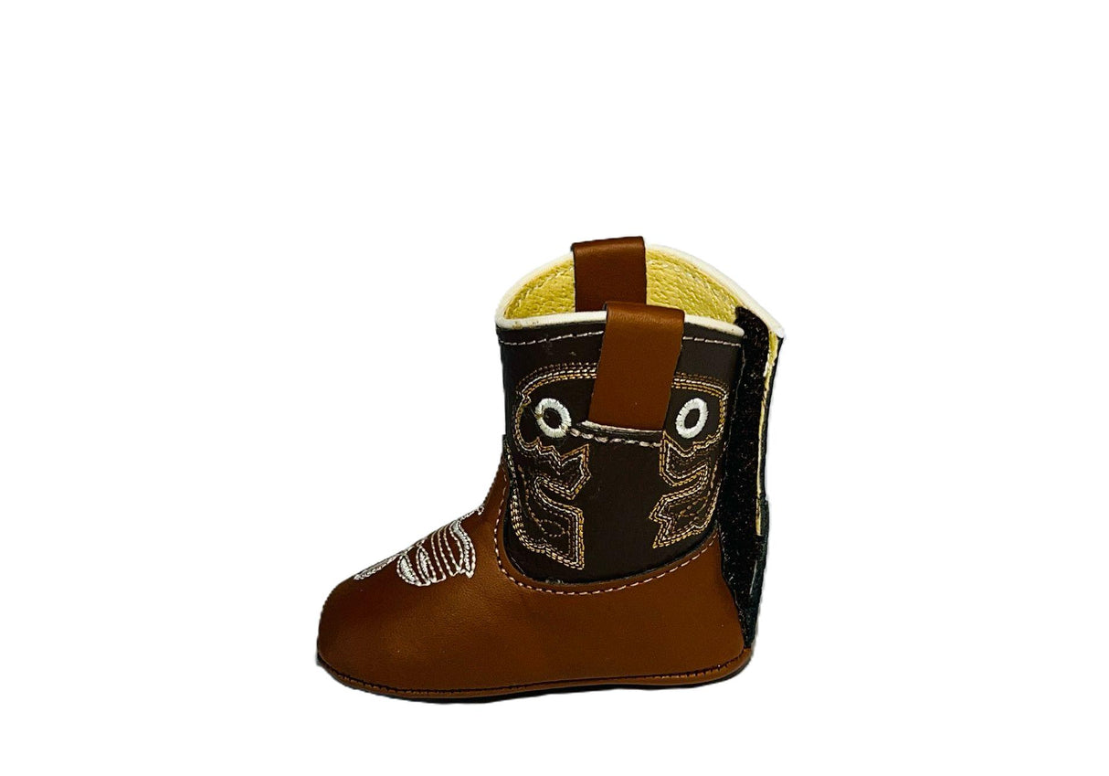 Cielére Baby Western Boot – Honey & Chocolate Brown (Velcro Closure)