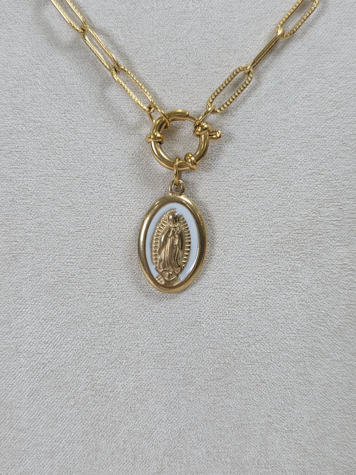 Oval Virgin Mary Necklace