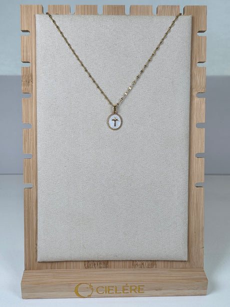 White Enamel Cross Medallion Necklace