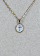 White Enamel Cross Medallion Necklace