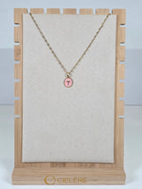 Pink Enamel Cross Necklace