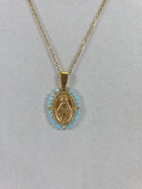 Turquoise Halo Virgin Mary Necklace