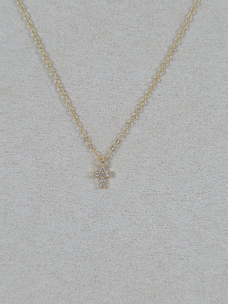 Delicate Crystal Cross Necklace