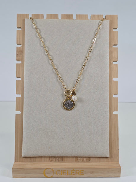 Pearl & Medallion Layered Charm Necklace