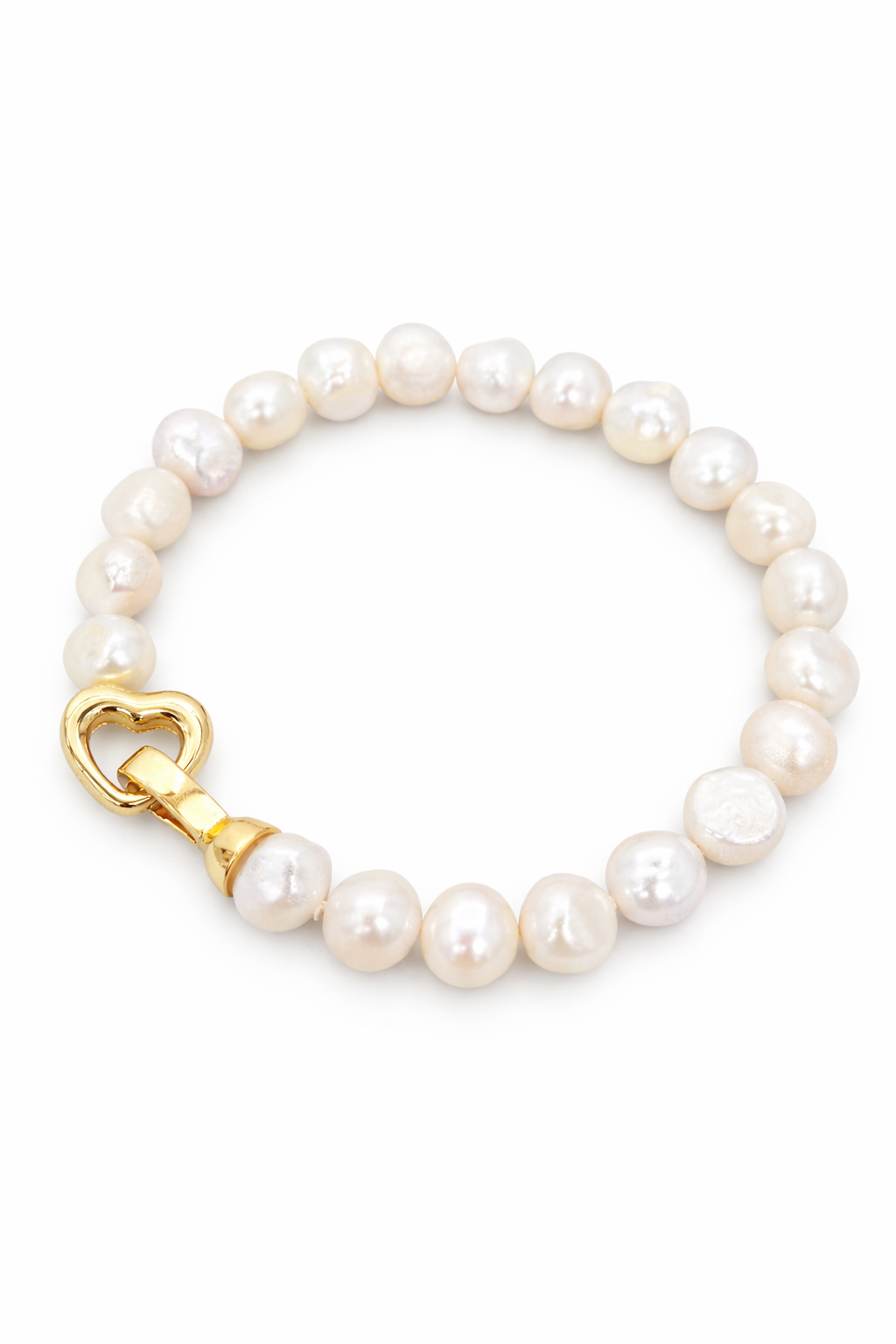 Pearl Bracelet – Gold Heart Clasp